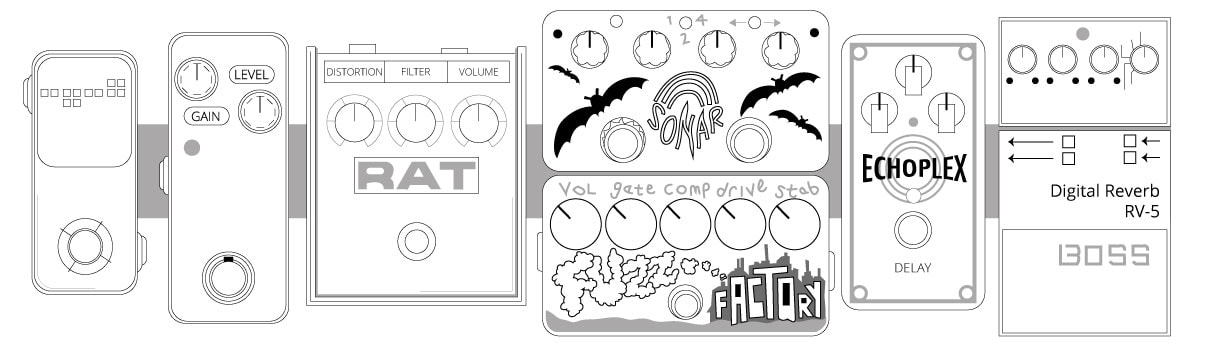 guitar pedal illustration by effi summers creative